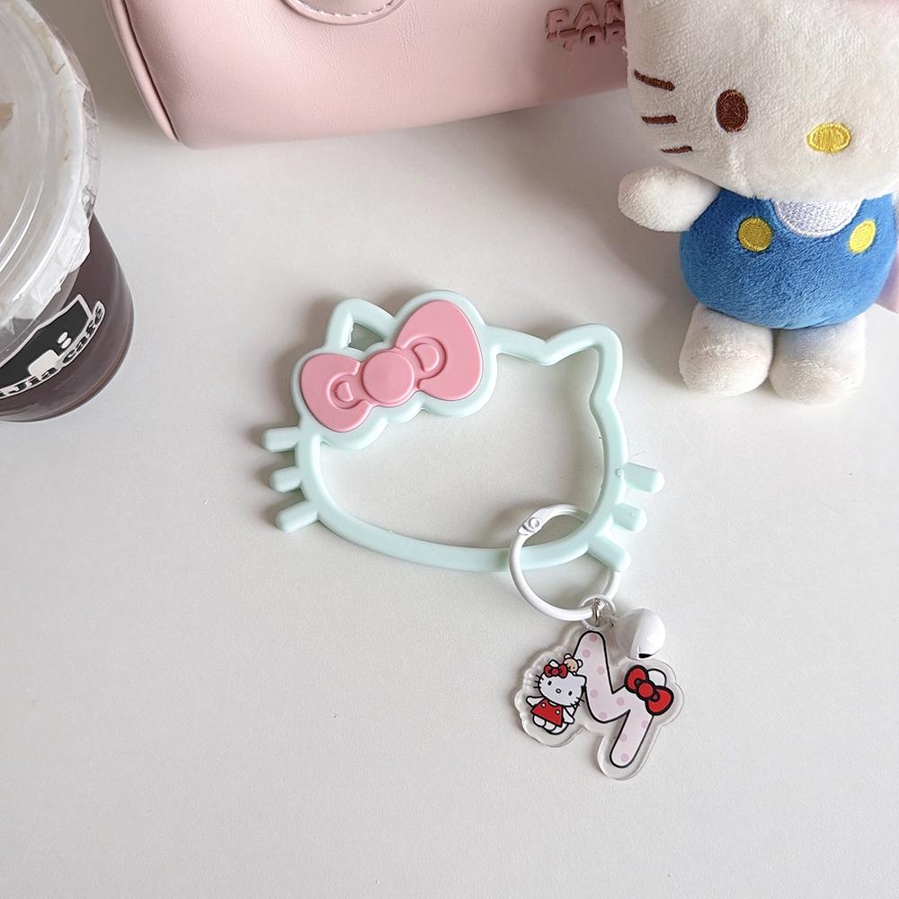 Милый эстетичный брелок-кольцо для пальцев с вырезами Hello Kitty, однотонный чехол для телефона с текстурой морщин, противоударный, для девочек-подростков