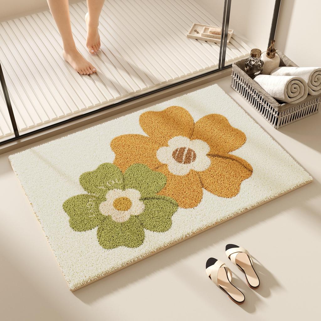 Компактный впитывающий коврик для ванной комнаты - нескользящий, простой в уходе, устойчивый к грязи, имитация кашемира