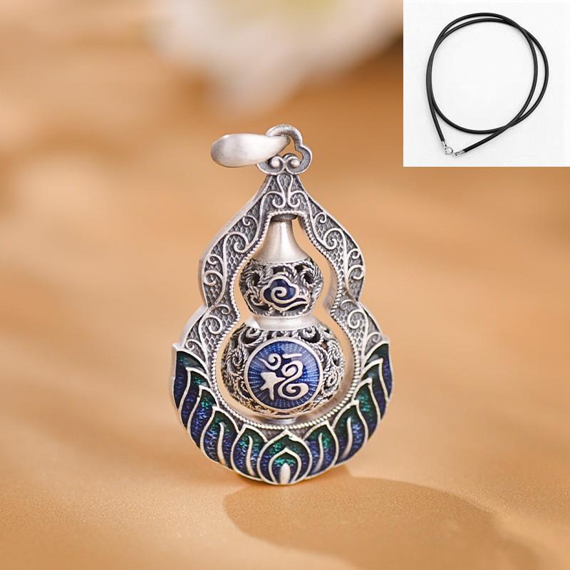 Vintage Enamel Gourd Pendant Necklace Men Women Ethnic Style Boho Jewelry Copper Charm With Adjustable Chain