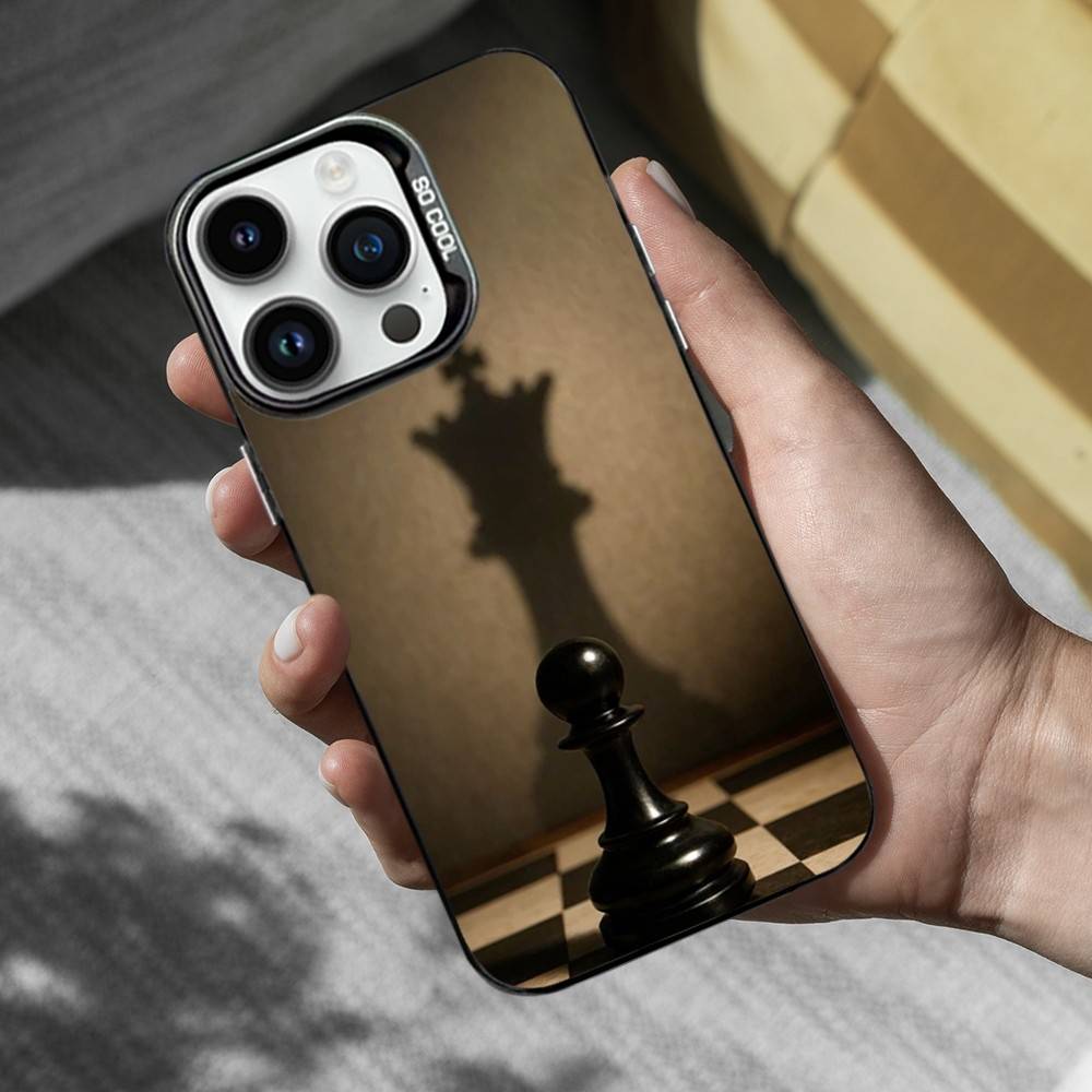Чехол для телефона с рисунком шахматной доски для iPhone 16,15,14,13,12,11,Mini,Pro,MAX Черный Матовый Ударопрочный Чехол