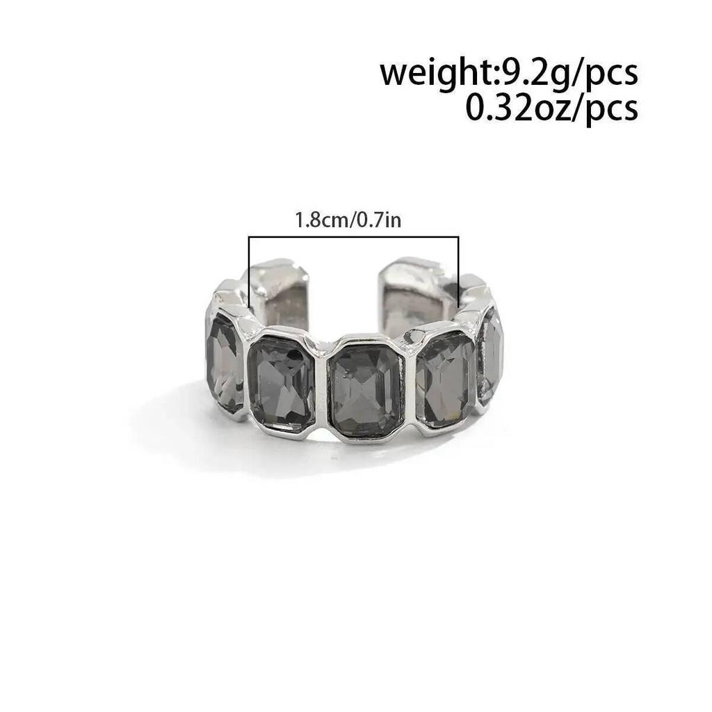 IngeSight.Z 2026 Модное Квадратное Серое Хрустальное Кольцо Женское Минималистичное Серебристого Цвета Геометрическое Кольцо на Палец Акриловое Ежедневная Носка Украшение