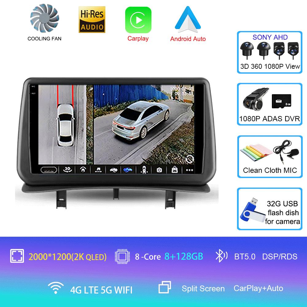 Видеоплеер Автомобильный Радиоприемник Android 14 Для Renault Clio 3 2005-2014 Беспроводной CarPlay Auto 4G Мультимедиа Навигация GPS 2din