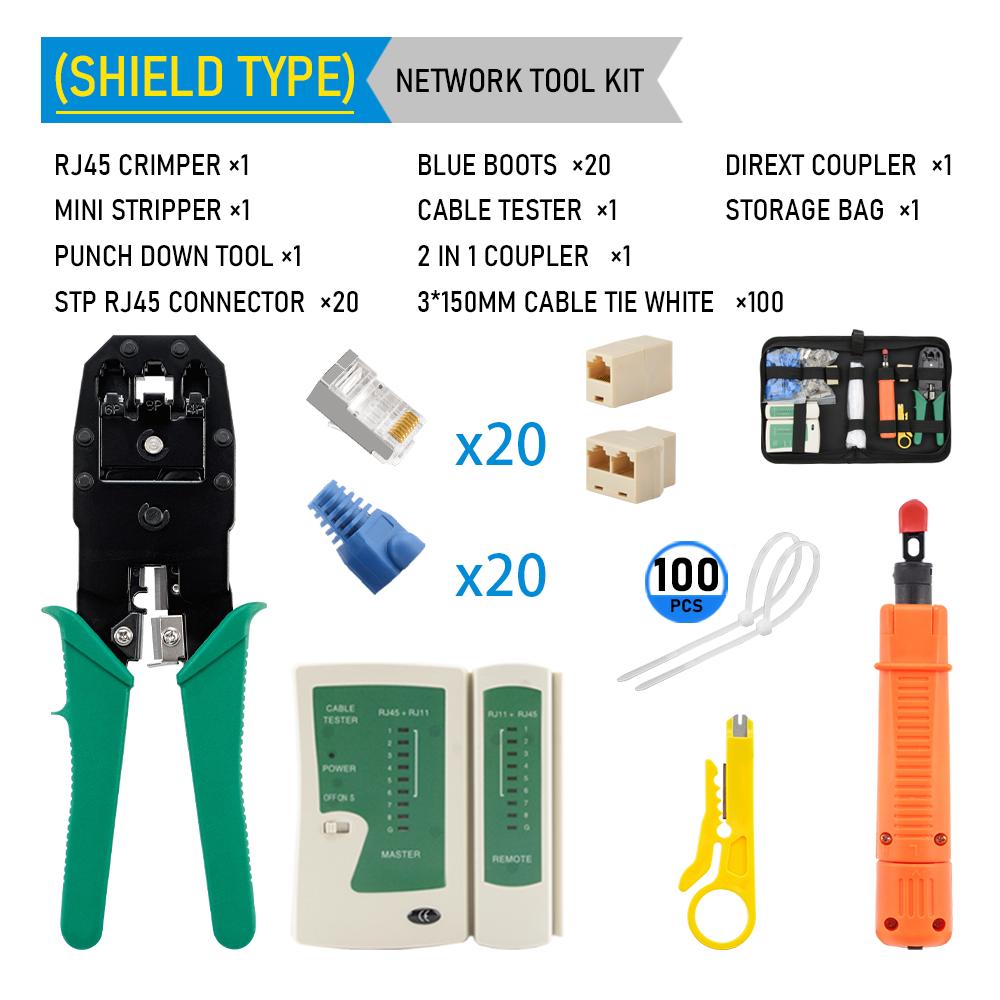 Тестер сетевого кабеля LAN UTP Отвертка Инструмент для зачистки проводов RJ45 RJ11 Разъем Компьютерная сеть Обжимные клещи Набор инструментов