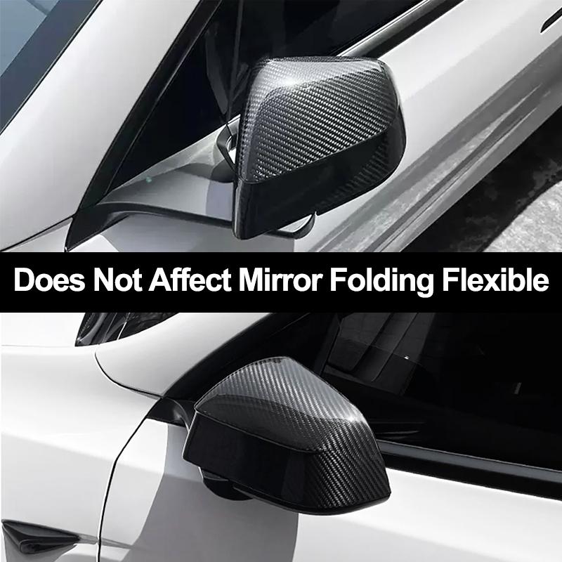 Paste Style Carbon Fiber Texture Rearview Mirror Caps For Tesla Model Y Juniper Side Mirror Housing Exterior Decor Protector