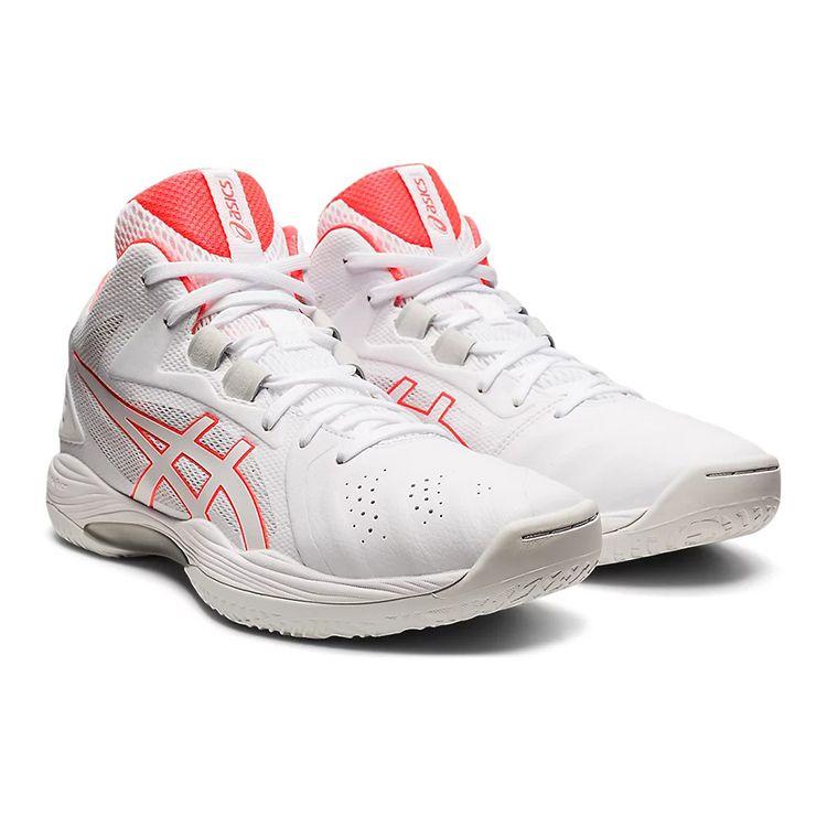 Asics Баскетбольные кроссовки Gel-Hoop V13 с круглым носком, шнуровкой, средней высоты, мужские, баскетбольные кроссовки, бело-красные, 1063A035-103