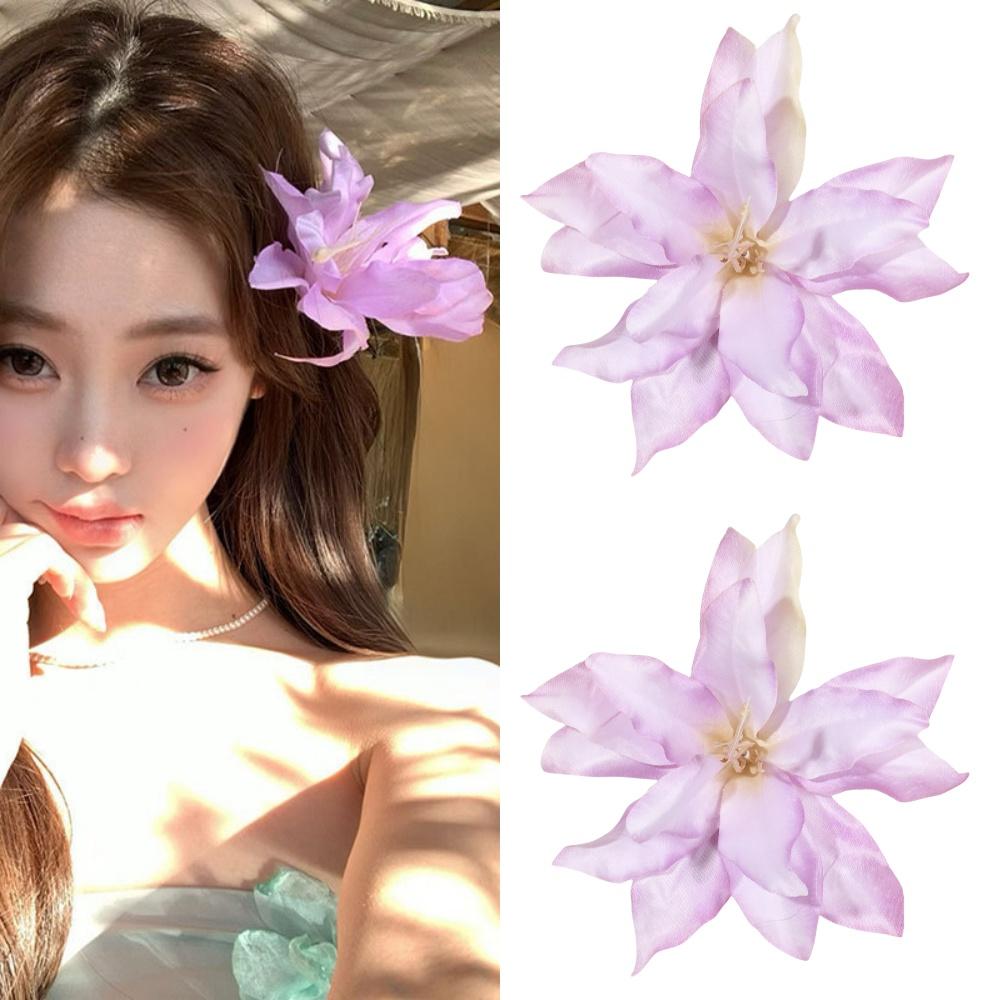 2/4/6 pcs Hawaiian Flower Hair Clips for Women Artificial Floral Hibiscus Lily Barrettes Hairpin Accessories Vacation Beach Gift