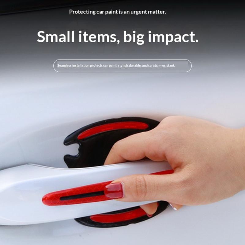 8Pcs Car Door Handle Sticker Protection Sticker Door Handle Paint Surface Anti-Scratch Sticker Car Safety Reflective Strip