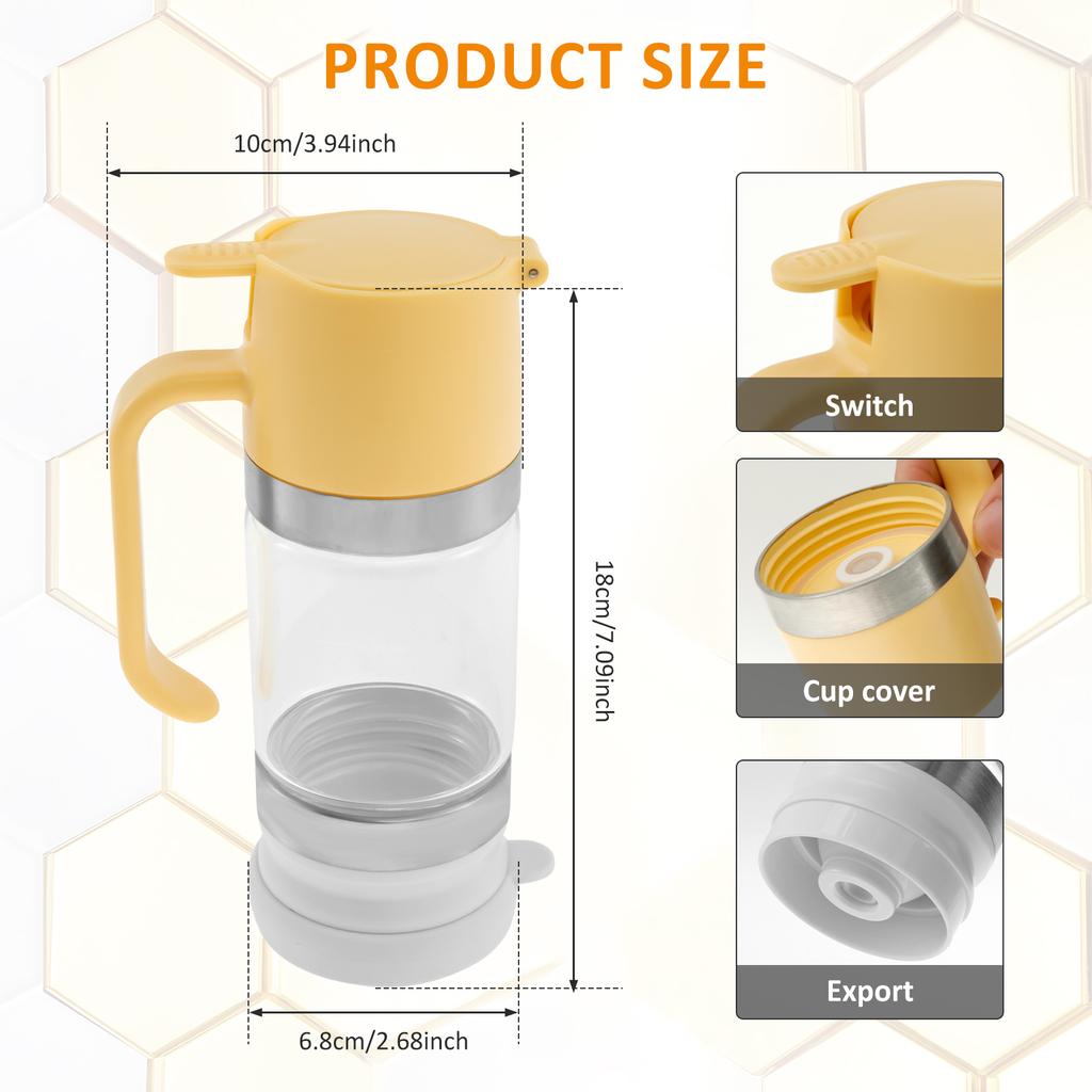 Стеклянный диспенсер для меда с ручкой, банка для масла без капель, графин для барбекю, кухни, выпечки, жарки, пикника, многофункциональный диспенсер для кленового сиропа