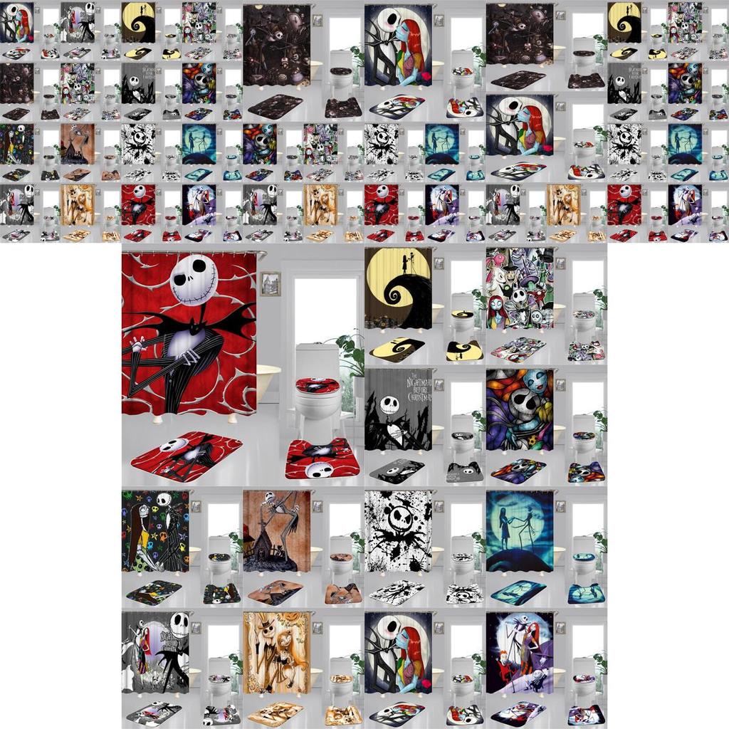 The Nightmare Before Christmas Bathroom Set With High Quality Shower Curtain And Mats