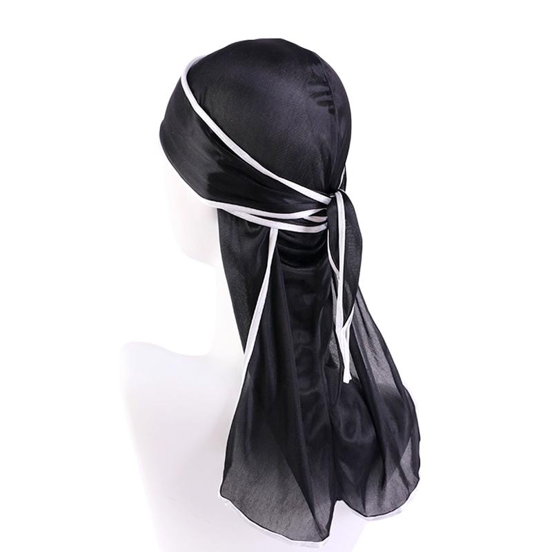 1PC Satin Breathable Fashion Pirate Hat Sun Protection Long Tail Hair Accessories Silky Headwrap Bandana Cap Biker Turban