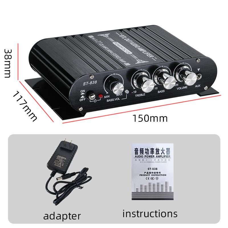 ST-838 2.1-канальный HiFi усилитель мощности, регулировка низких и высоких частот, стерео усилитель звука 80 Вт * 2, мини-мультимедийный плеер