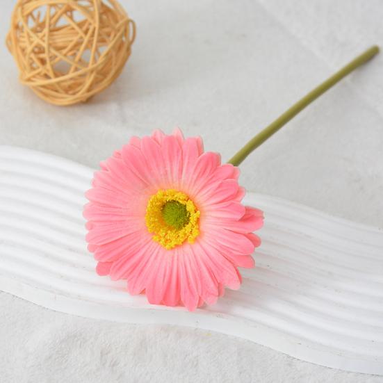 Artificial Gerbera Jamesonii with Stem Realistic Fake Silk Flower Home Office Table Centerpiece Faux Flower Branch Floral Arrangement Decoration