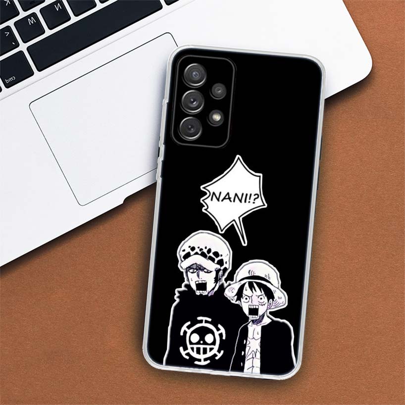 One Piece Black Art Crtoon Phone Case For Samsung Galaxy A53 A52 A73 A72 A12 5G A13 A22 A23 A32 A33 A02S A03S A42 A43 A50S Coque