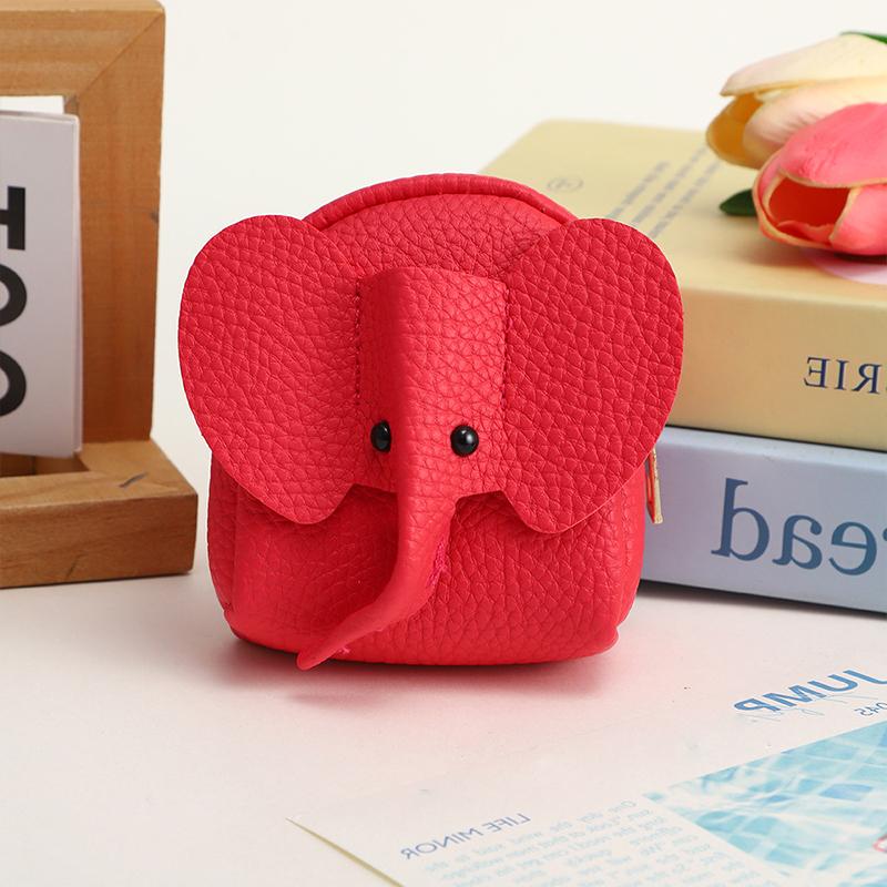 Кожа PU Мини-кошелек для монет в виде слоненка Женская сумка Подвеска Креативный держатель для карт Хранение Помады Конверт Застежка-молния Мешок для денег