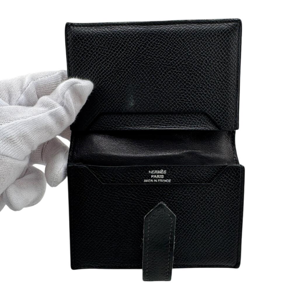 Hermes Кожаный чехол для карт из бобовой кожи черный кожаный унисекс Б/У