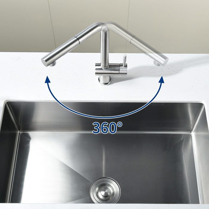 50x45cm Évier de Cuisine Évier en granit Gris+mitigeur extractible Brossé