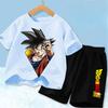 New Summer Anime Cool Goku Dragon Ball Z Boys Fashion Short Sleeve Shorts with Pocket Beach Pants Breathable T-shirt Kids Suit