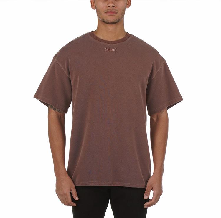 Мужская модная ретро-футболка из стираного хлопка с коротким рукавом