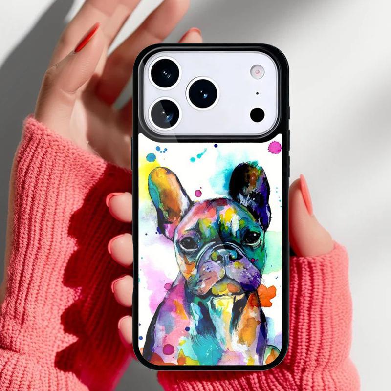 Мультяшный чехол для телефона с французским бульдогом для iPhone 17 16 15 14 13 Pro Max Задняя крышка для 12 11 Pro Coque