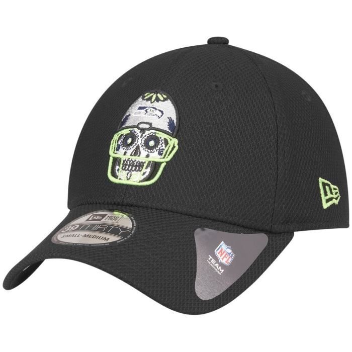 Casquette New Era 39thirty Stretch-fit Diamond - Nfl Sugar Skull - Seattle Seahawks - Noir - Homme