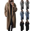 Women's Fashionable Solid-color Lapel Long-sleeved Woolen Coat