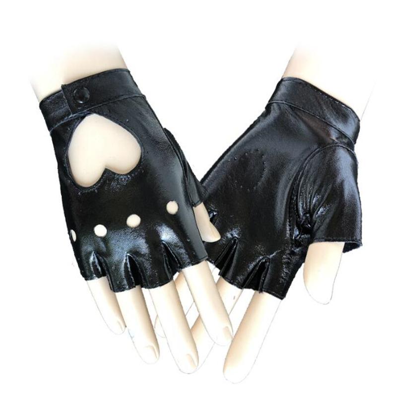 Leather Gloves Luvas Guantes Mujer For Women Girls Multicolor Red Balck White Loving Solid Heart Mittens