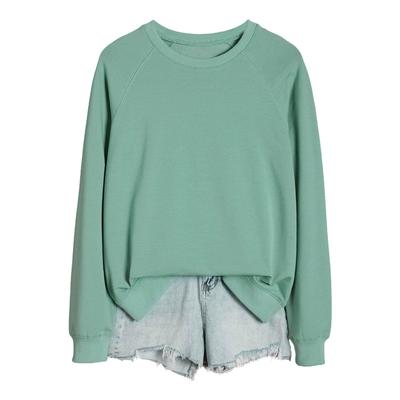 Женская мода Свободный топ с круглым вырезом Однотонный Повседневный с длинным рукавом