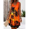 2025 Beach Casual Sleeveless Floral Print Tank Loose Sundress A-Line Sleeveless Boat Neck Party Little Short Dresses Tropical Print Dress Casual
