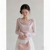 Womens Pink Off Shoulder Long Sleeve T Shirt 2026 Fall Slim Fit One Top