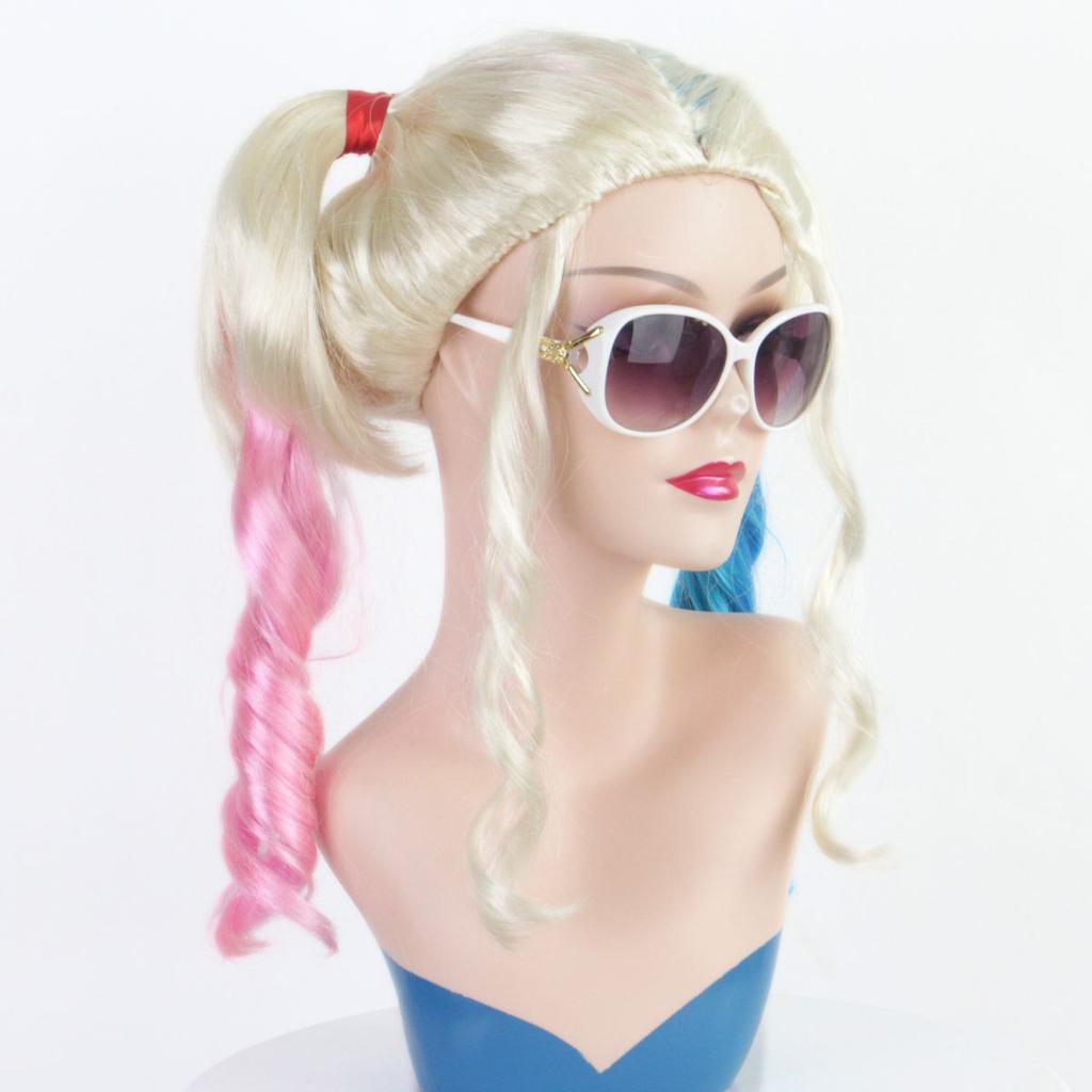 Косплей персонажа фильма Харли Квинн Высококачественный синтетический парик День смеха Хэллоуин Рождество