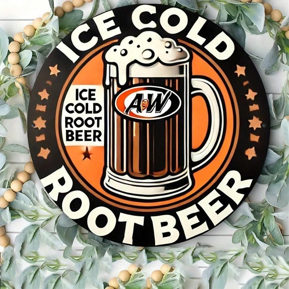 Винтажная жестяная табличка A&W Root Beer Ретро Декор Americana 8x8 дюймов Металлическое настенное искусство