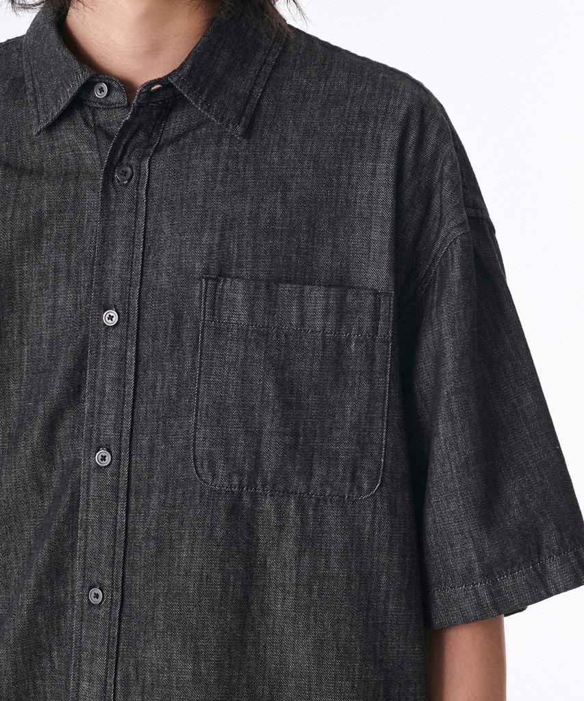 MUSINSA STANDARD Oversized Short Sleeve Denim Shirt [Raw Black]