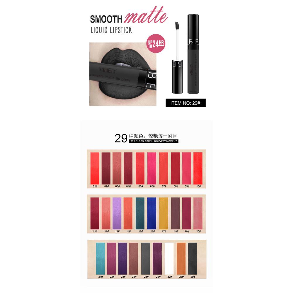 VIBELY Makeup Matte Anti-Stick Lip Glaze Несмываемая долговечная жидкая губная помада
