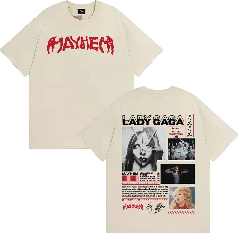 Lady Gaga Mayhem 2026 New Album Tour TShirt Unisex Fashion Aesthetic Cotton Casual Short Sleeve Women And Unisex Tshirts