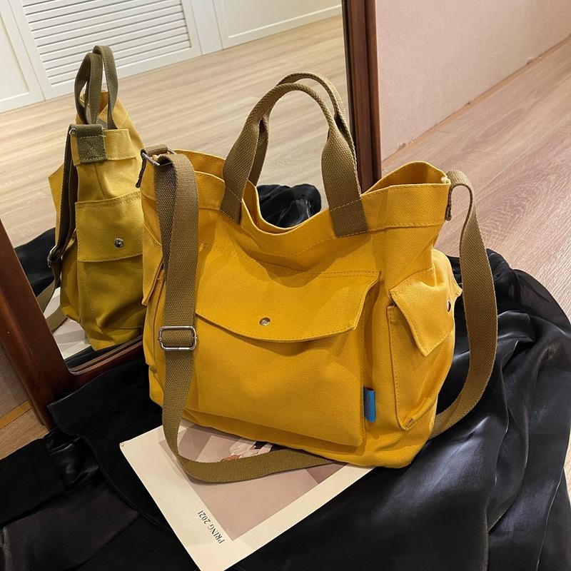 Холщовая женская сумка 2023, модная повседневная сумка через плечо, большая сумка на плечо