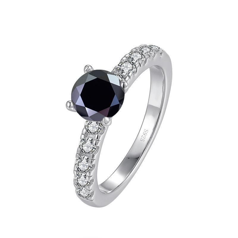 Bague Ringen Женское кольцо с муассанитом и бриллиантом цвета D, 1 карат, свадебное ювелирное изделие из стерлингового серебра 925 пробы, классический дизайн с четырьмя когтями, подарок