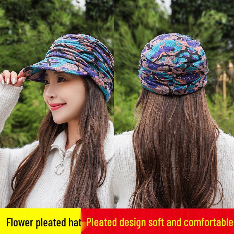 Korean Style Floral Baseball Cap – Women’s Soft Brim Ethnic Design for Autumn/Winter