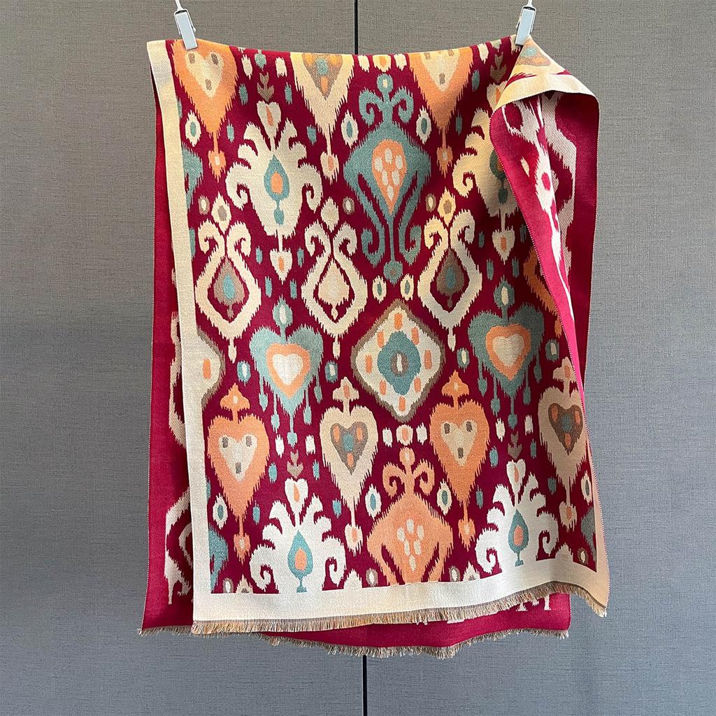 Женский осенне-зимний толстый теплый платок-шаль в стиле ретро-люкс, большой плед, буфанда, пончо, эшарп, пашмина, столы, защита от холода, хиджаб