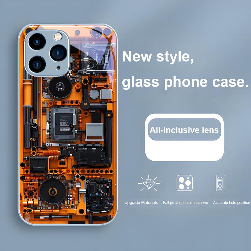 Структура схемы коричневый Фиолетовый Для Iphone 16 Plus 15 14 13 12 Mini 11 Pro Max X XS XR 7 8 Plus 2022 Закаленное стекло Чехол для телефона