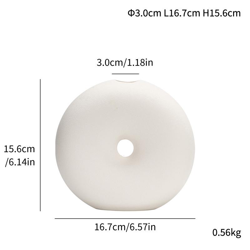 French Wabi-**** Wind Jade Ring Ceramic Small Mouth Vase Light Luxury Home Soft Decoration Ornament Art Flower Insert