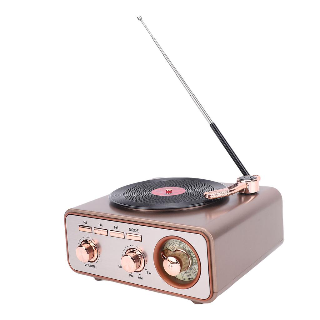Радиоприемник AM FM SW Ретро Bluetooth-динамик Перезаряжаемый аккумулятор 1200 мАч Динамик в стиле проигрывателя для дома, кухни, улицы