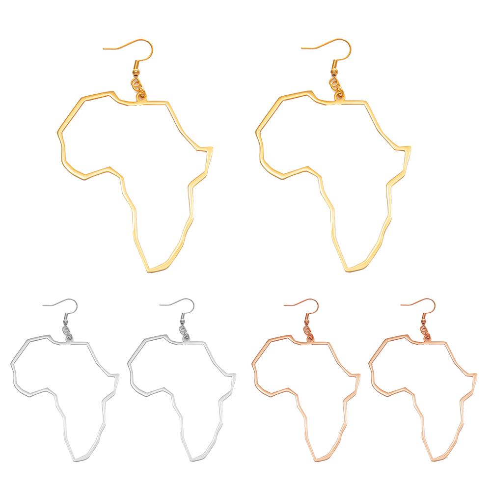 Anniyo Big Earrings Africa Map Exaggerate Larger Earring Gold Color African Ornaments Traditional Ethnic Hyperbole #144521