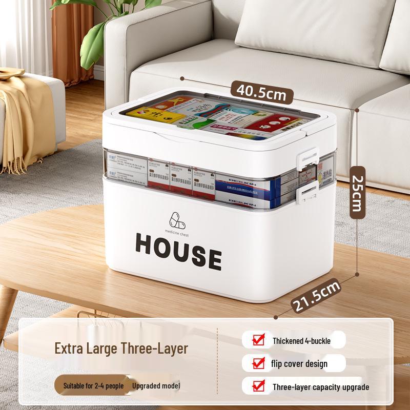 Large Multi-Layer Medicine Storage Box - Portable Family First Aid Kit