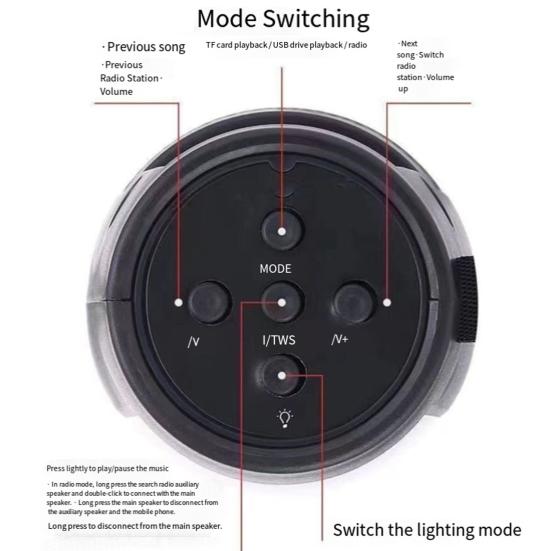 Мини беспроводной Bluetooth-совместимый динамик с цветной светодиодной подсветкой, поддержка USB-диска, TF-карты, перезаряжаемый портативный громкоговоритель