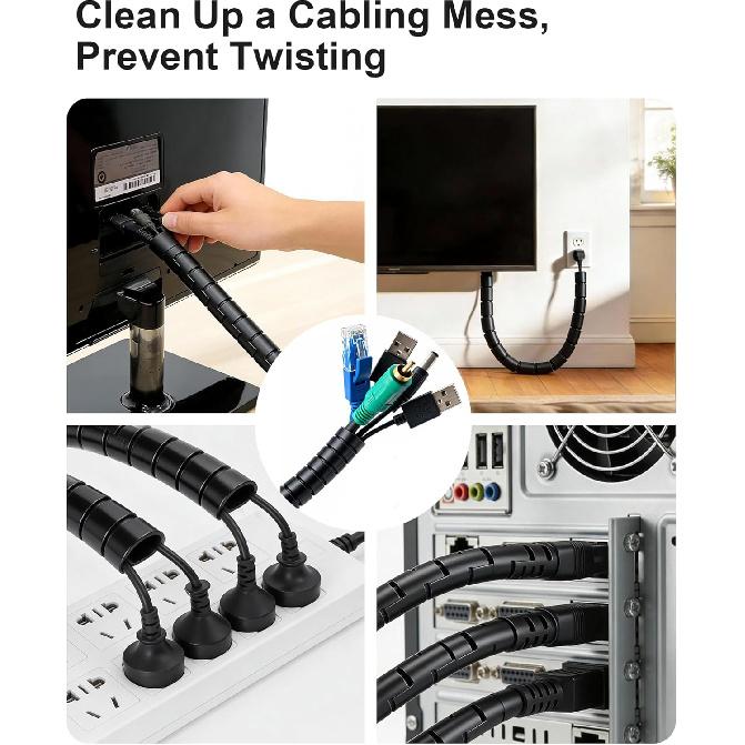 EV Charger Cable Protector 26FT, 7/8 inch Car Charging Cable Flexible Wire Covers Cord Protectors- Durable and Anti-Wear, Prevents Pet Chewing, Door