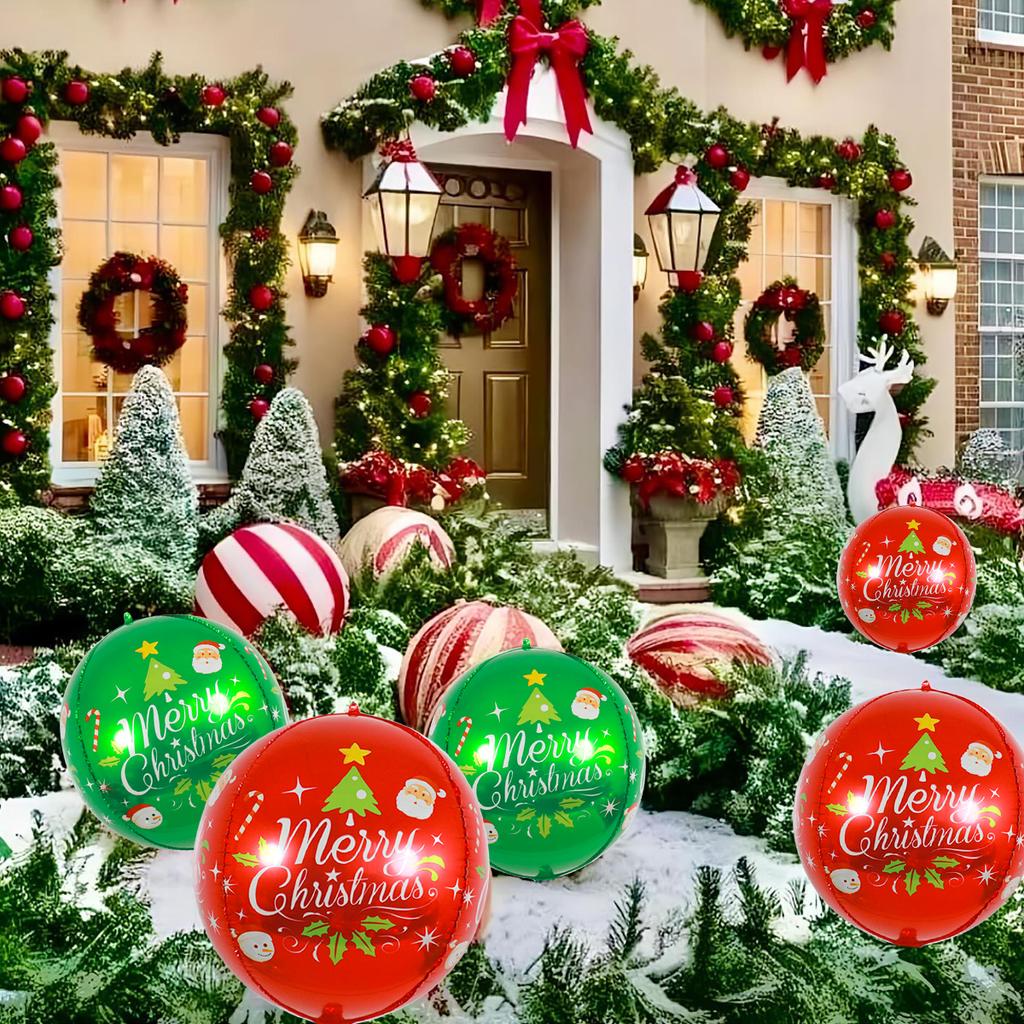 2/4 Счастливого Рождества красные зеленые 4d шары, украшения для рождественской вечеринки, праздничный реквизит, рождественские подвесные шары, новогодняя вечеринка