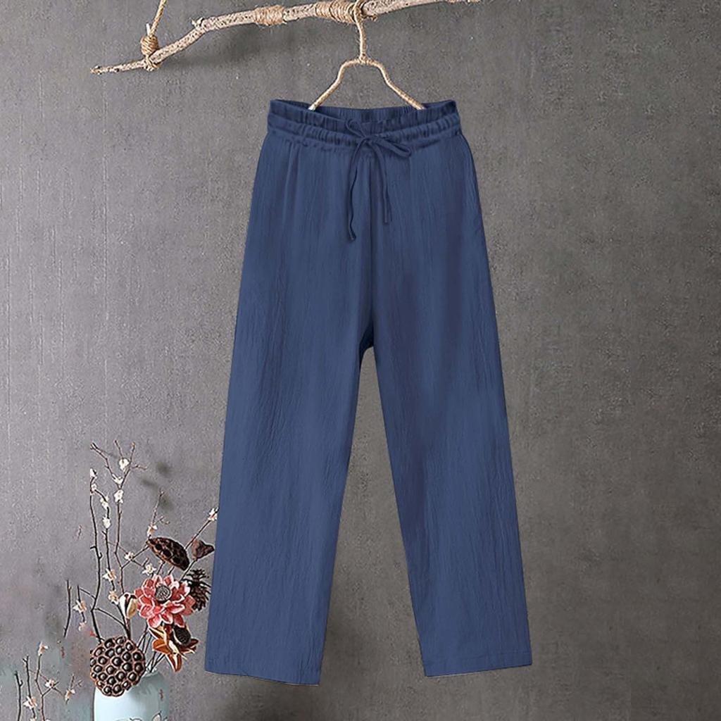 Женские широкие брюки повседневные свободные карманы однотонные эластичные летние брюки для женщин повседневные брюки