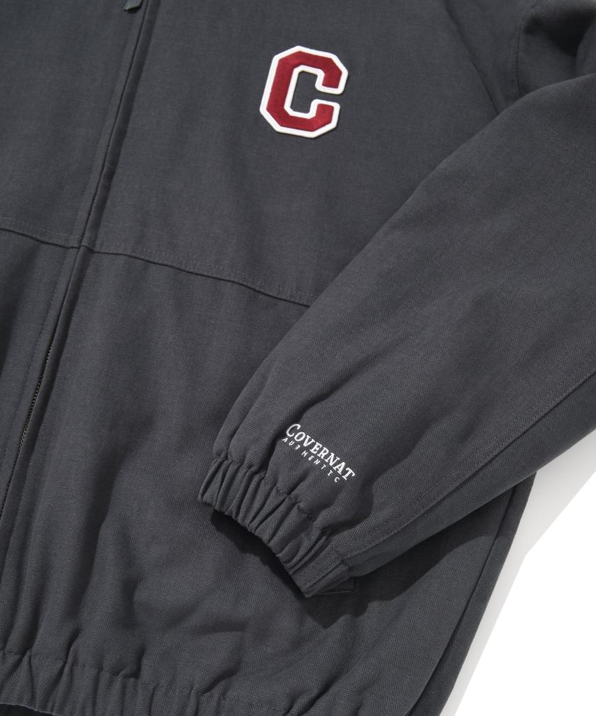 Covernat C Logo Heavy Oxford Hoodie Jacket Charcoal