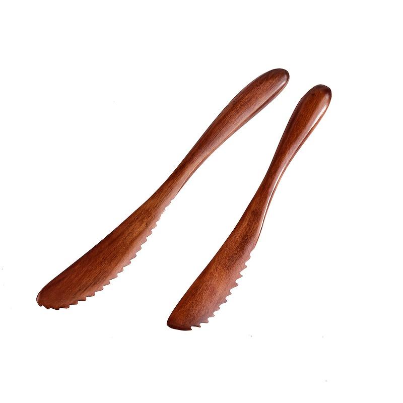 1 шт. Премиальный деревянный нож для масла с зубчатым краем - Идеален для намазывания сыра и джема, Кухонный предмет первой необходимости для домашних кулинаров и шеф-поваров, Инструмент для намазывания масла