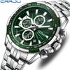 CRRJU New Watch 2305 Men's Watch Solid Stainless Steel with Six-pin Steel Strap Business Watch
